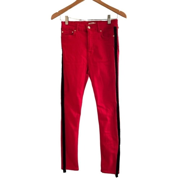 Zara Women's Premium Denim High Waisted Skinny Side Stripe Ankle Jeans Size 26 - Picture 2 of 8